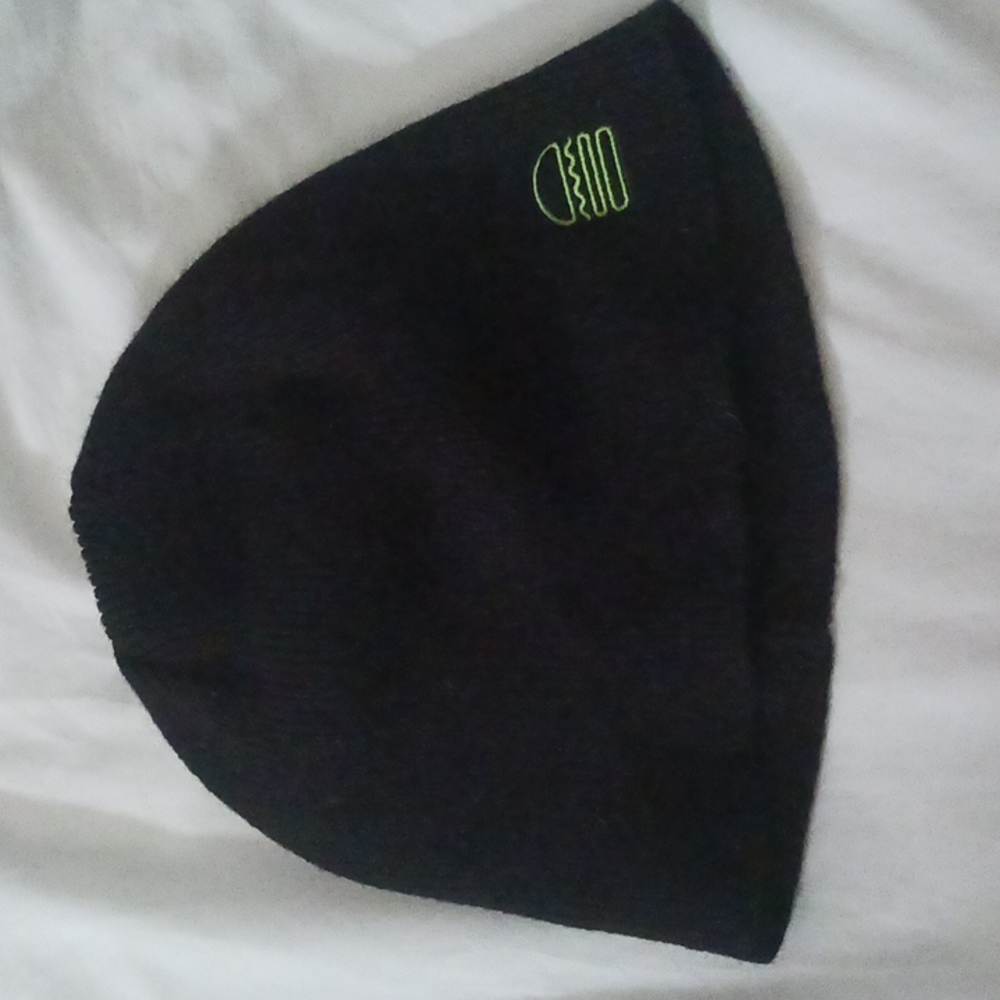 Black Beenie with Green Burger // Brand BIG // Never Worn